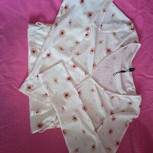 Cream and Pink Floral Crop Top